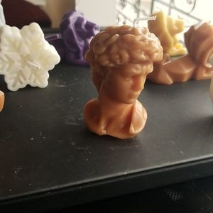David Greek Mythology Bust Candle in Sugar Maple Cookie Scent Soy Wax 2.5" X 1.5
